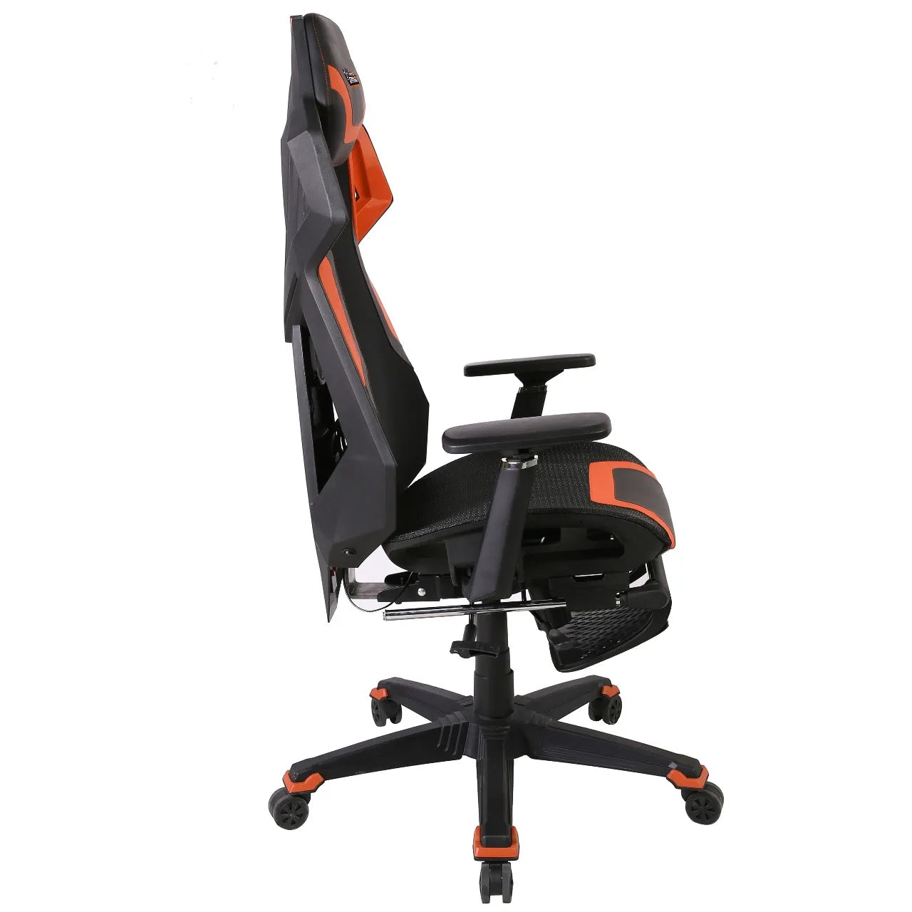 Ergonomic Gaming Chair with Molded Foam, 3D Armrests & Footrest – Porodo – Black & Orange