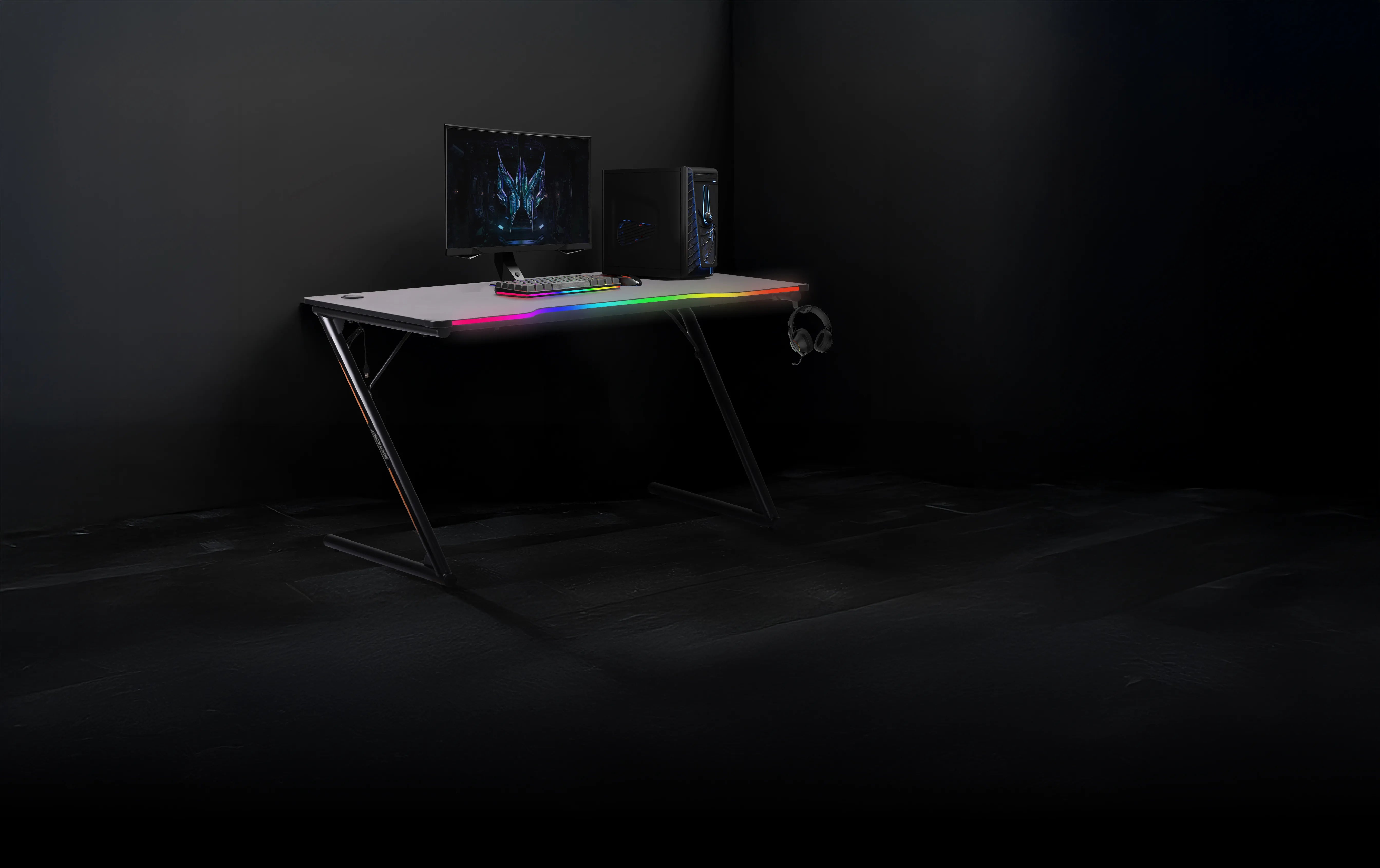 مكتب جيمينج RGB مع ماوس باد كبير وحامل سماعة 120×60 سم – بورودو Porodo Gaming