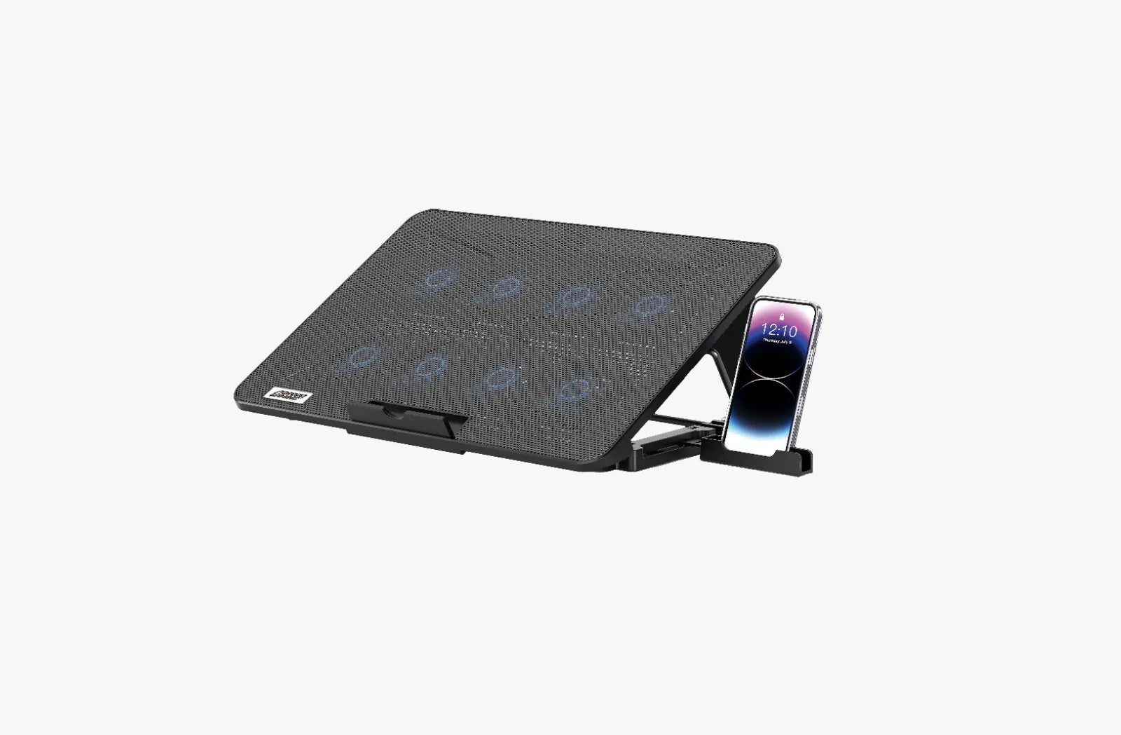 Porodo Gaming Laptop Cooling Pad with Phone Holder – 8 Fans Ergonomic Stand