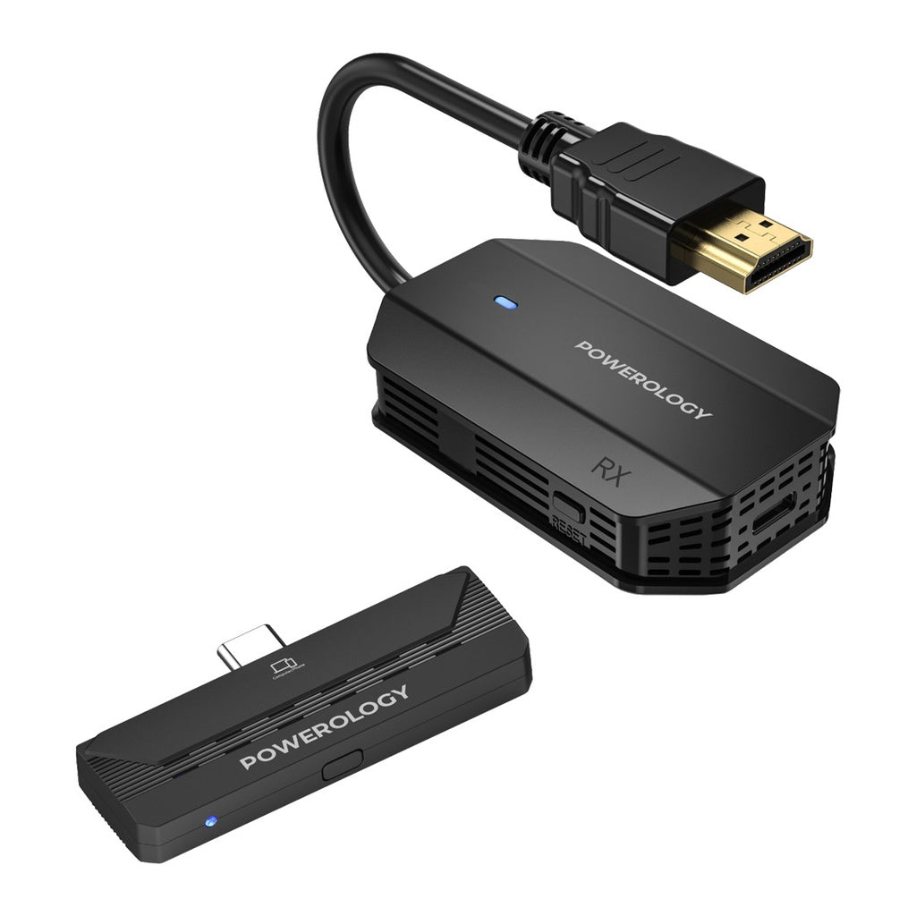 Powerology Wireless HDMI Mirroring Adapter with Type-C Transmitter – 1080P Audio & Video Streaming