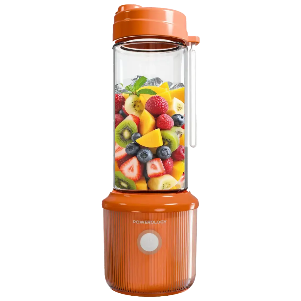 Powerology Press & Refresh Portable Blender 450ml 2500mAh 6-Blade Portable Juicer – Orange