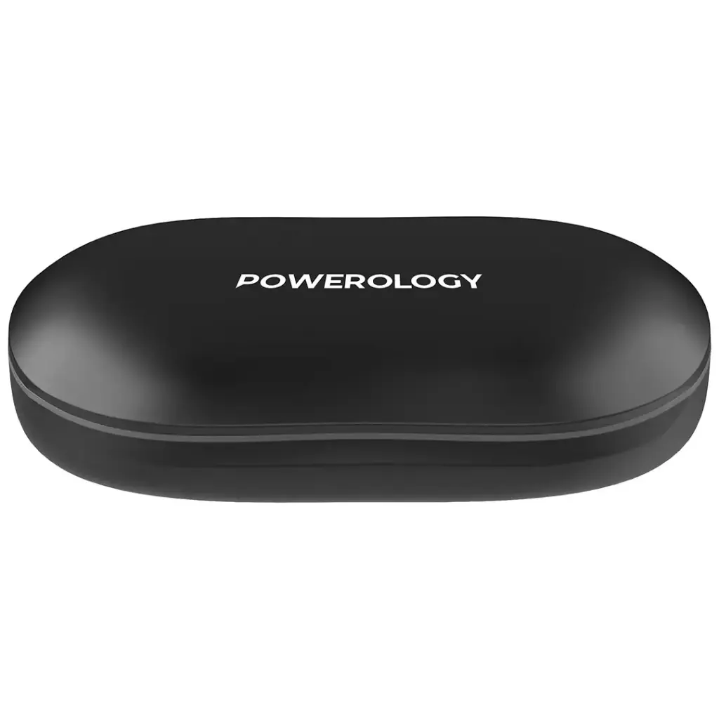 Powerology Oura Open-Ear OWS Earbuds with Dual ENC Microphones & Fast Charging Case – Black