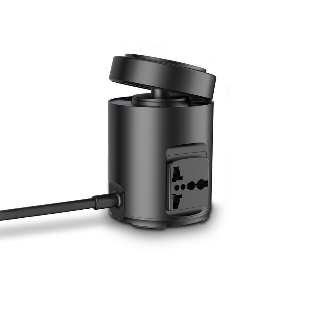 Powerology MagSafe Power Hub 65W PD Charger with 2 Universal AC Sockets & 2200W Power Output – Black