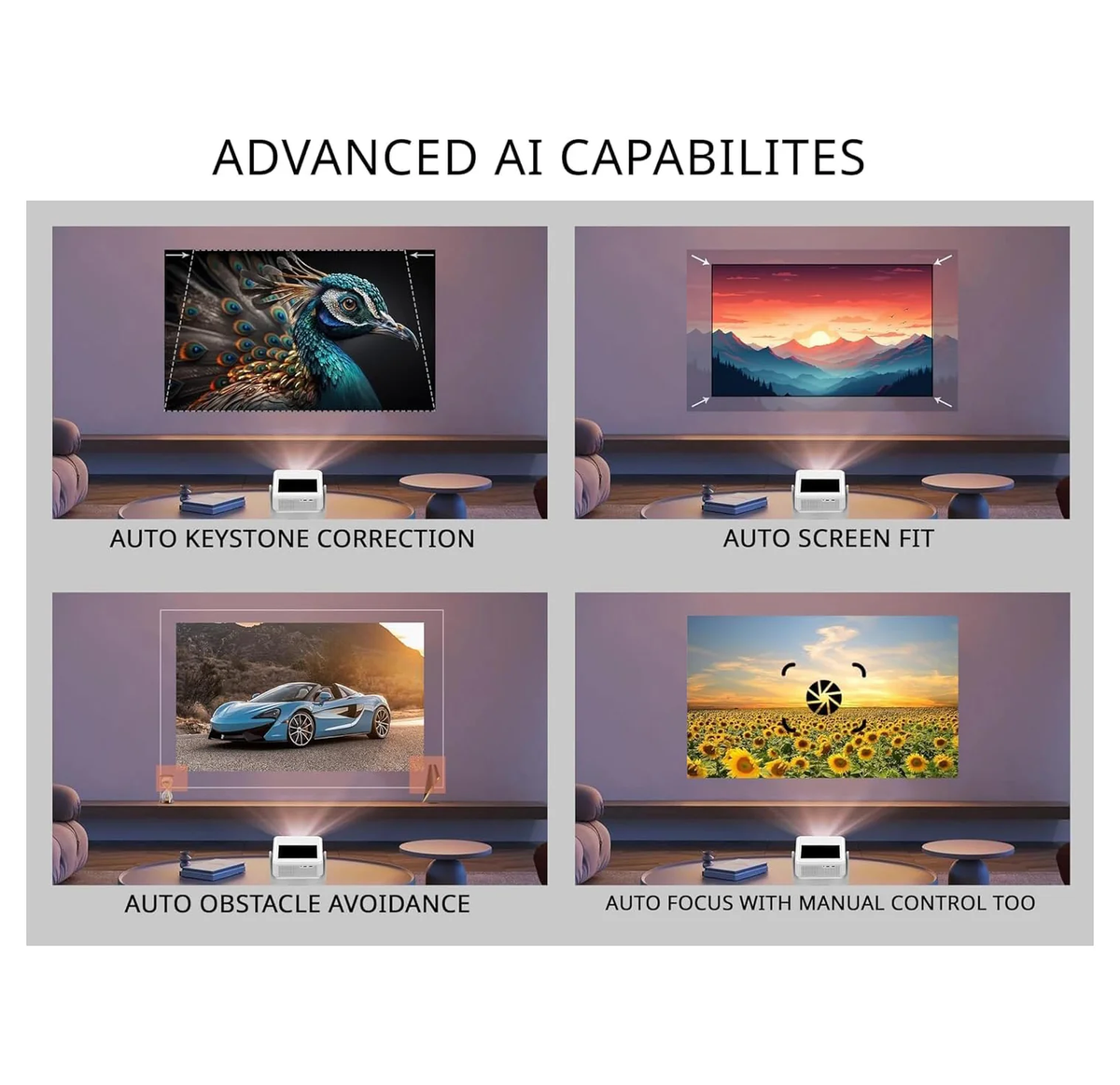 TOUCH SCREEN SMART PROJECTOR WIFI-USB-PHONE MIRRORING