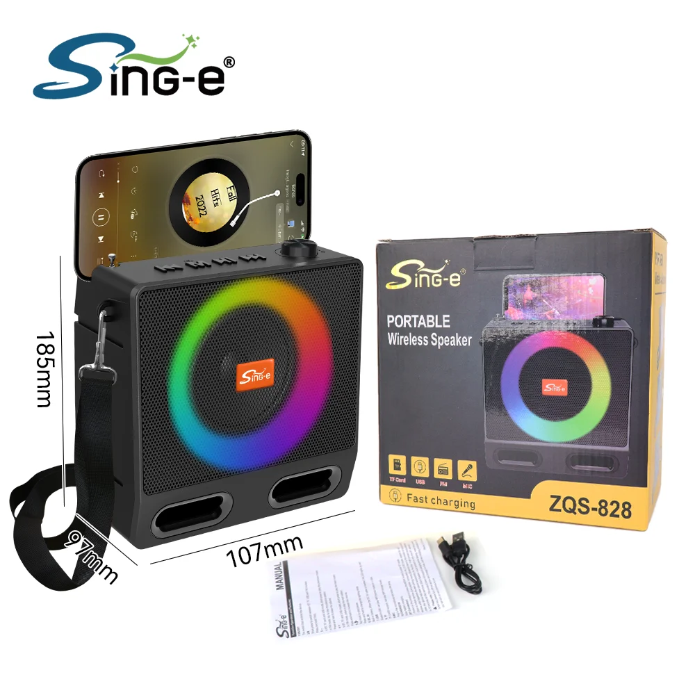 Solar Bluetooth Speaker with RGB LED FM Radio ZQS-828