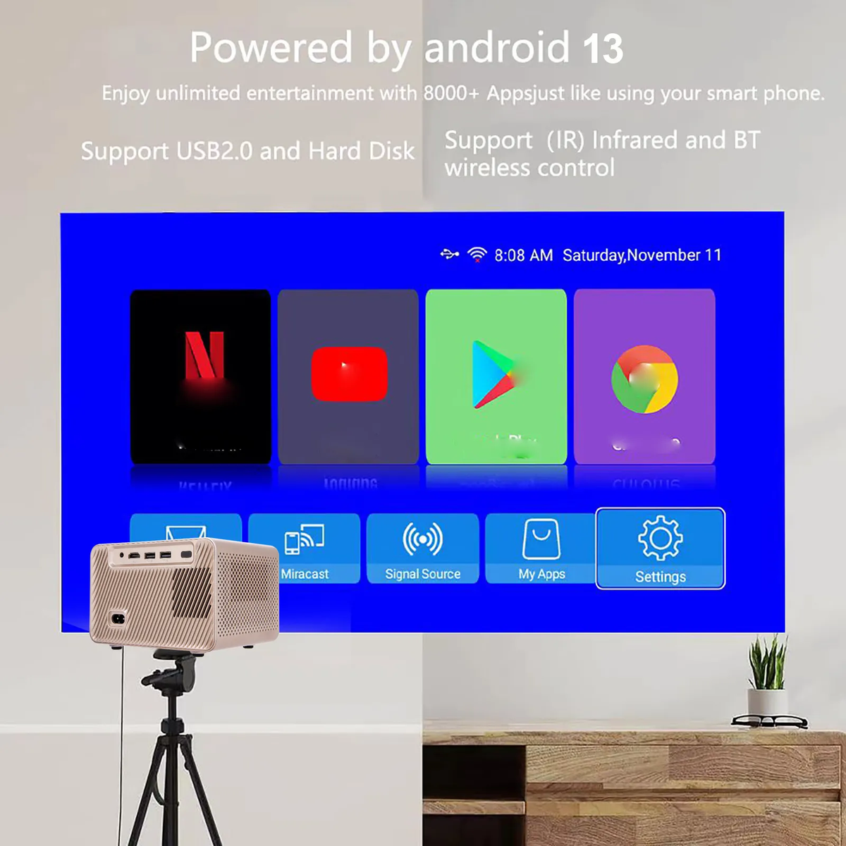 Q96 E450 M10 PLUS Smart Mini Projector Video
