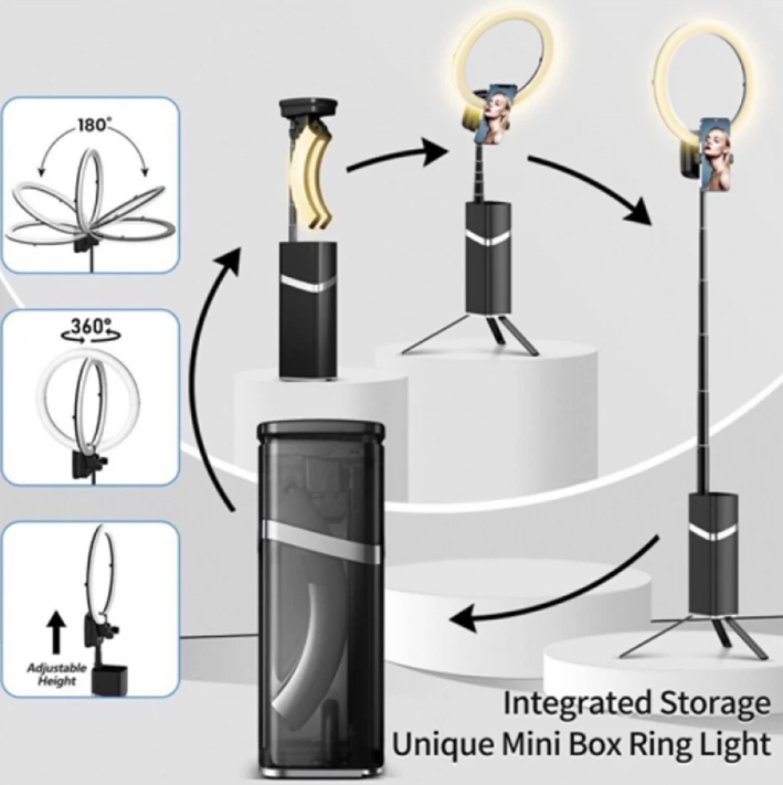 Multifunctional Folding LED Fill Ring Light with Tripod Portable Phone Holder, Built In Battery 4000 mAh YY-1