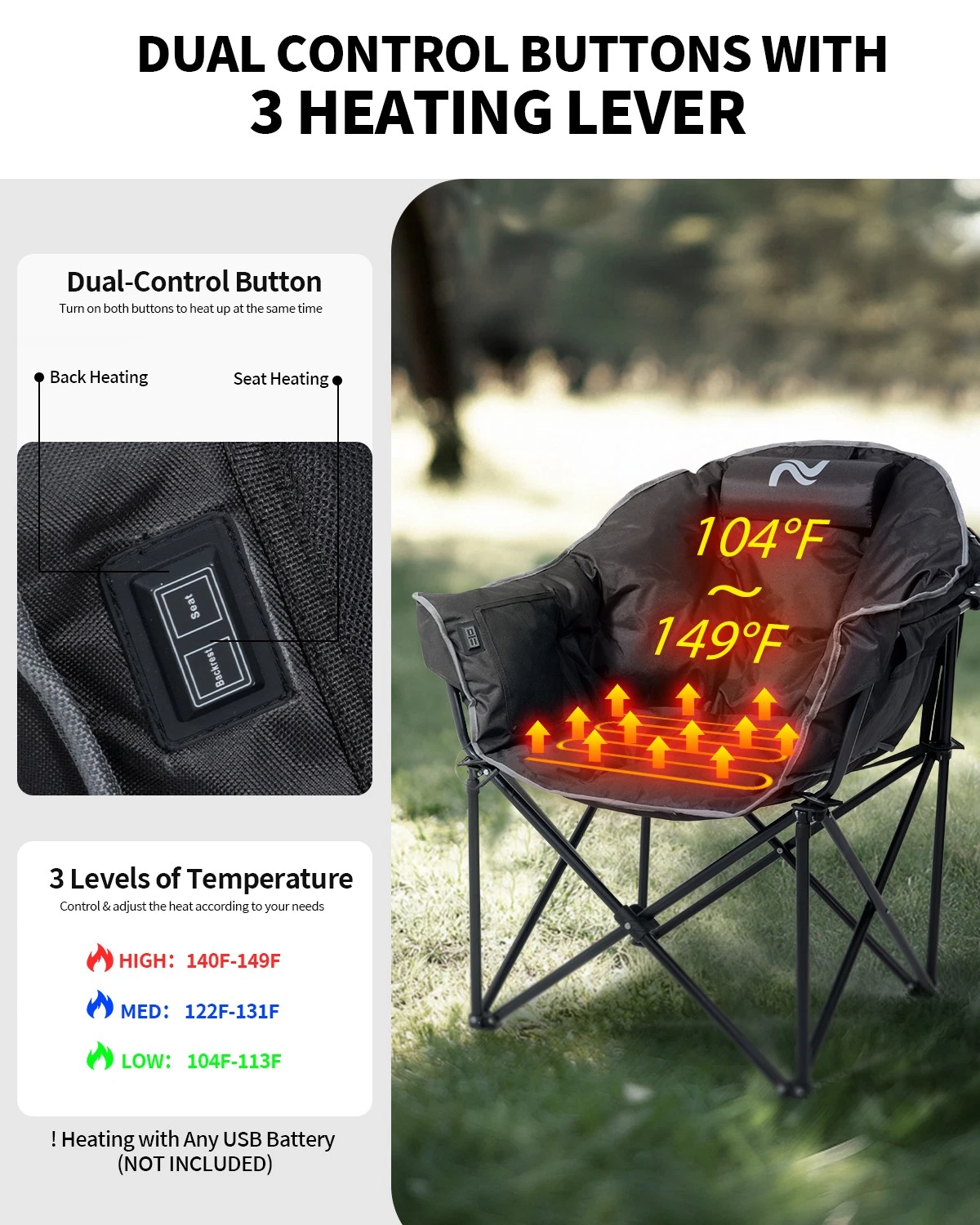 Heated Camping Chair, Oversized Camping Chairs
