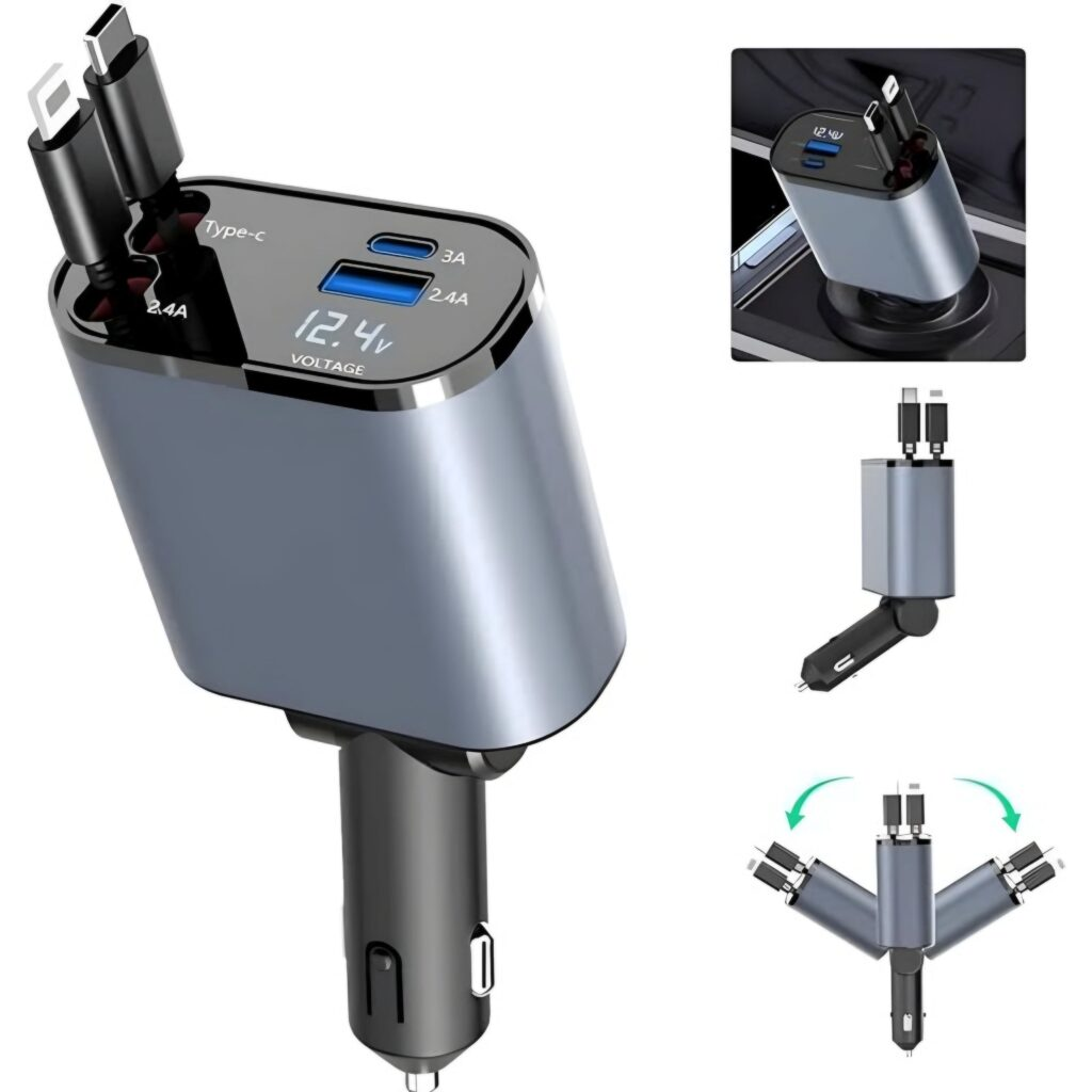 4 IN 1 CAR CHARGER TAYPE - C USB A1