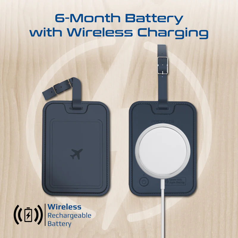PROMATE HushTag.Black بطاقة أمتعة مع خاصية التتبع، بطارية 100mAh