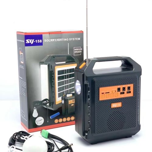 SY-158 Solar Lighting System with Wireless Speaker, Solar Panel & Emergency LED Lighting