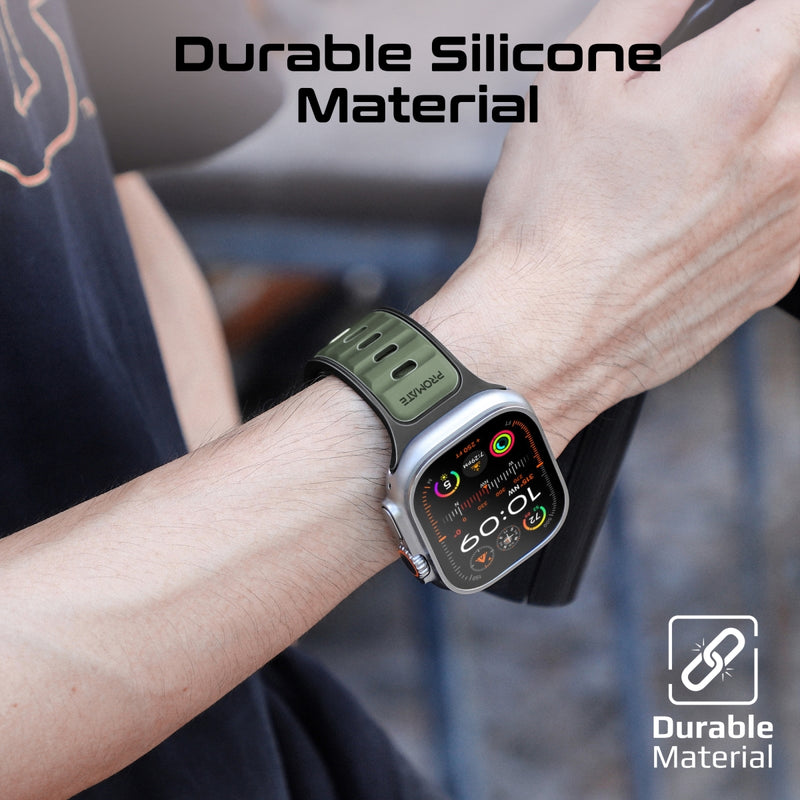 سوار ساعة Apple من السيليكون PROMATE SiliBand-DC مزدوج اللون متوافق مع 42/44mm