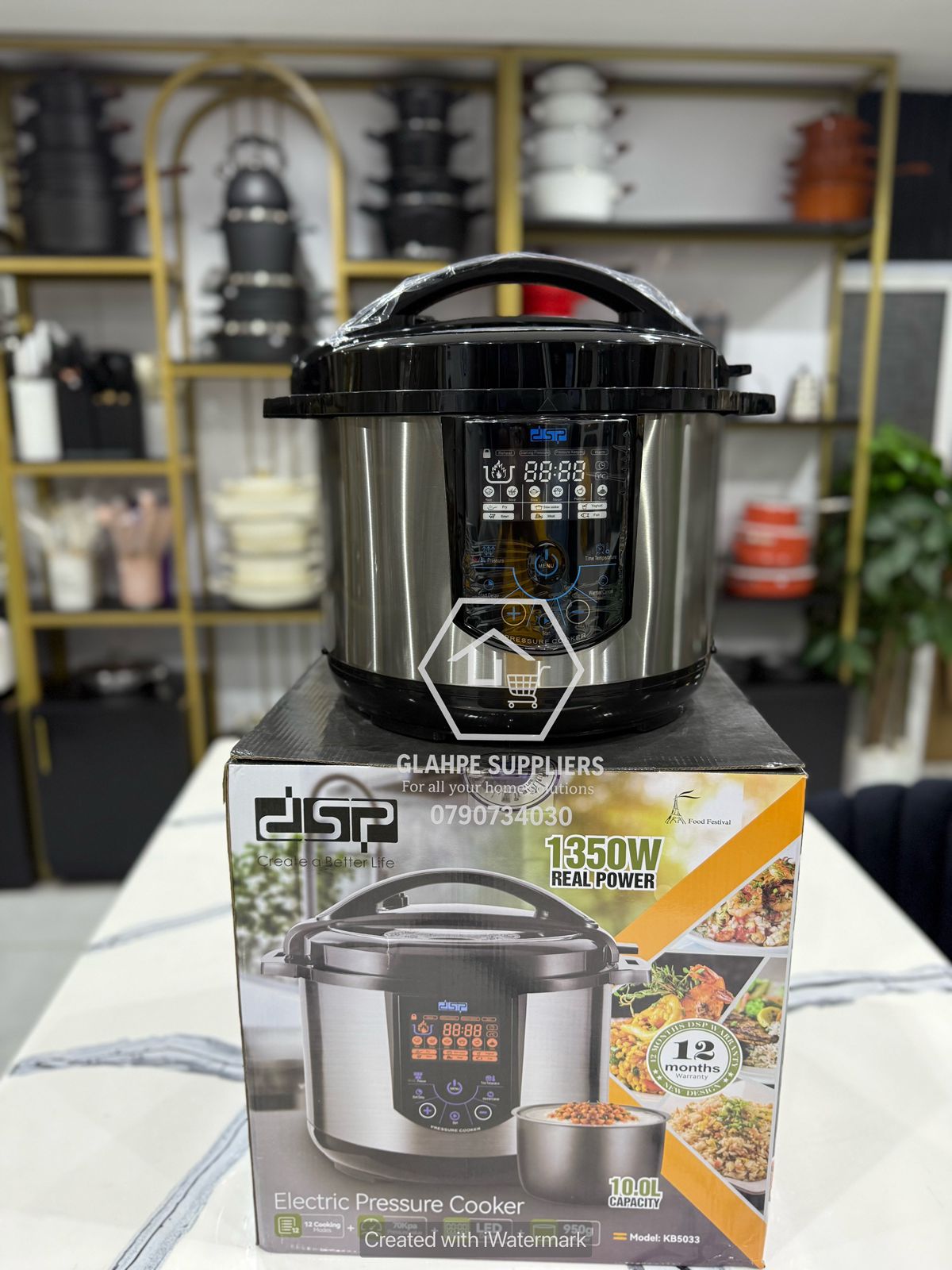 قدر ضغط كهربائي DSP 10L بقوة 1350W شاشة لمس LED 12 برنامج طبخ ذكي KB5033