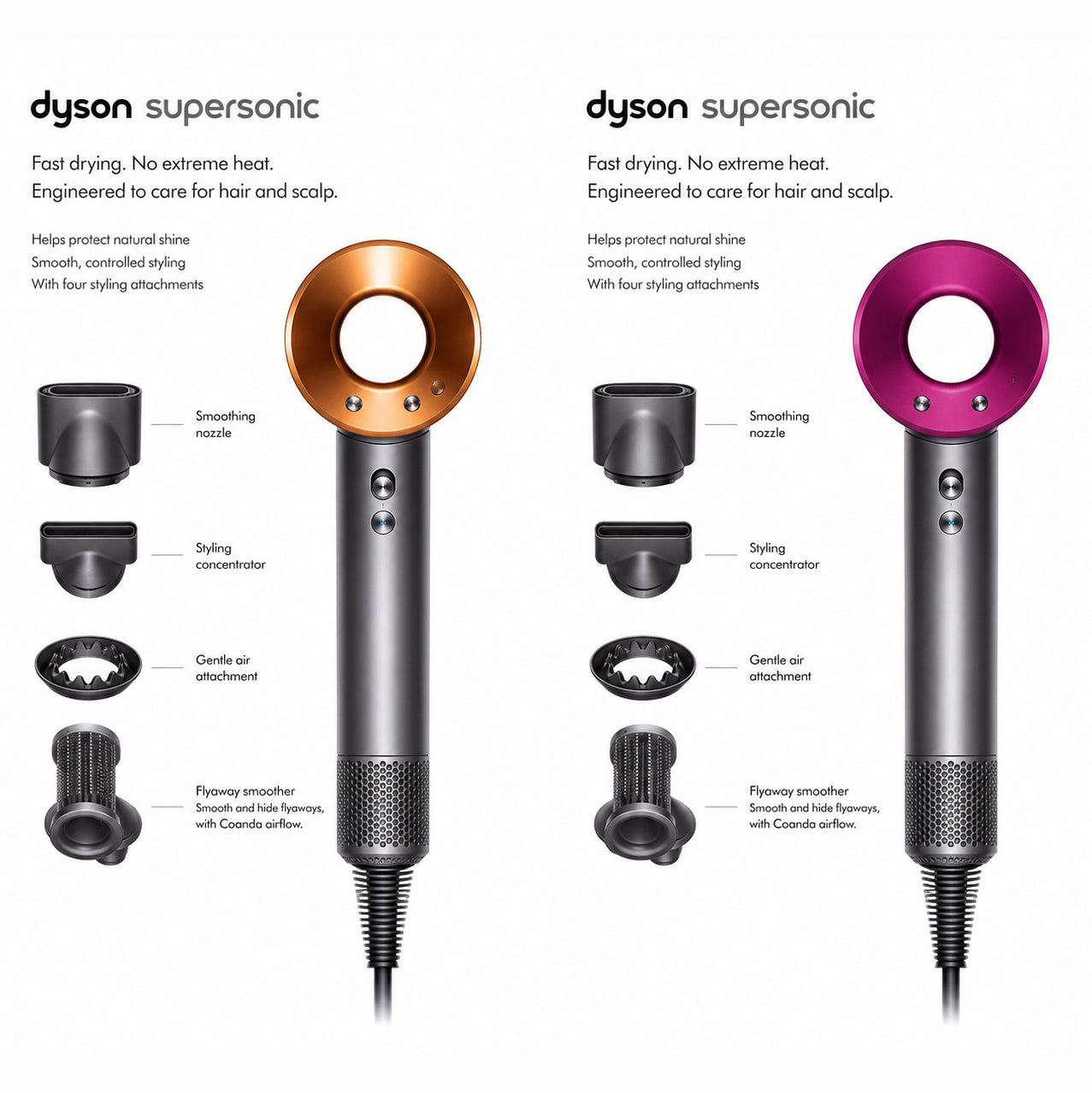 مجفف الشعر Dyson Supersonic Origin عالي السرعة مع ملحقات تصفيف – ألوان متعددة