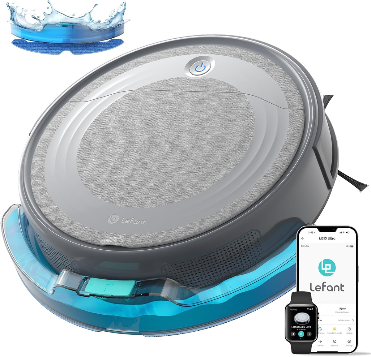 Lefant M310 Ultra Robot Vacuum and Mop 6000Pa WiFi/App/Alexa Control 170min Runtime