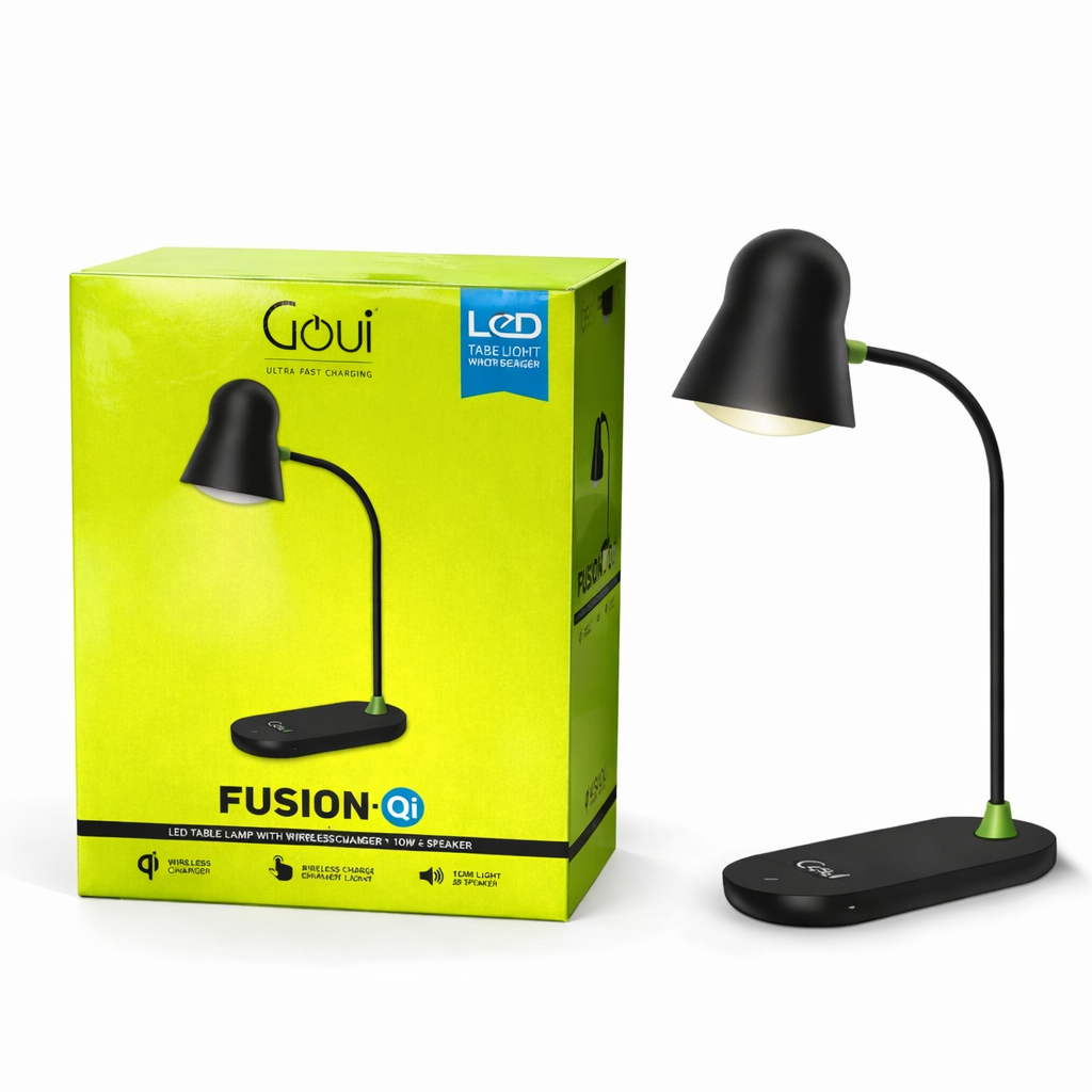 Goui Fusion Qi LED Table Lamp – Wireless Charger 10W with Bluetooth Speaker