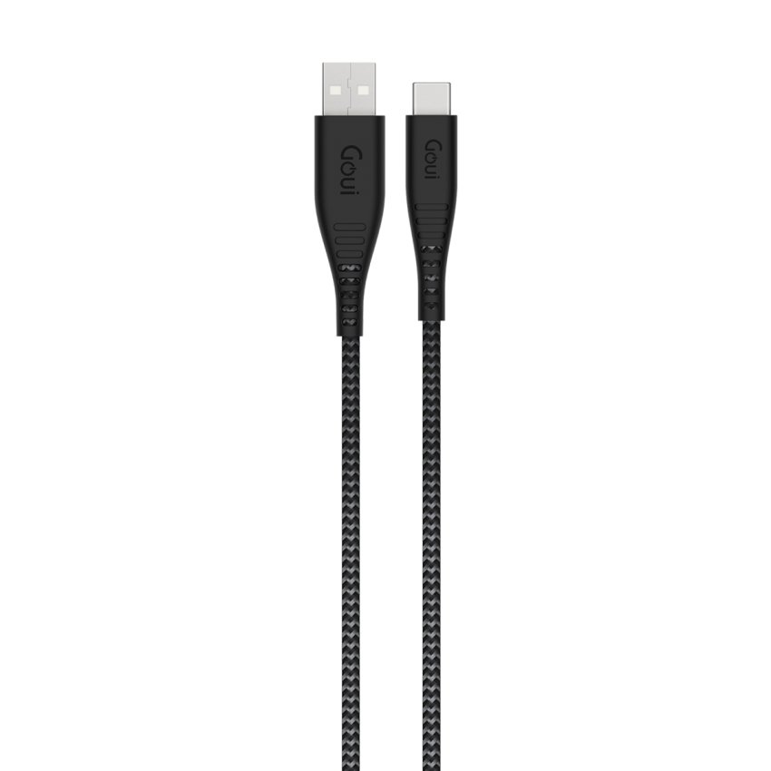 كابل GOUI Flex USB-A إلى USB-C بطول 1.5 متر بتصميم مرن للغاية – أسود / رمادي