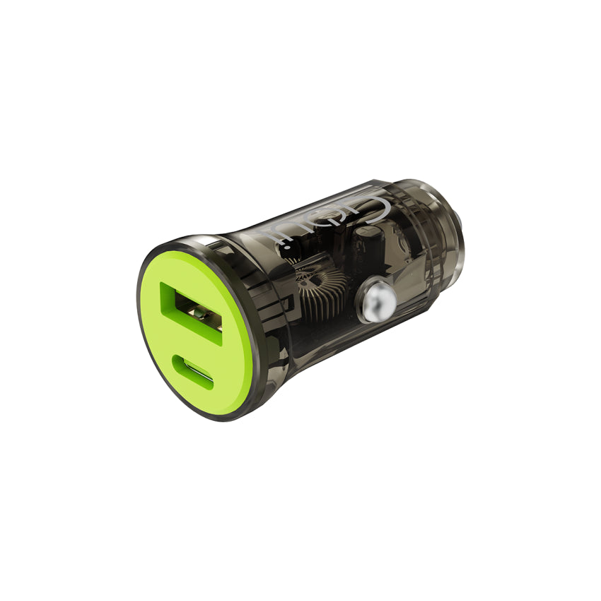 GOUI Auto Car Charger 30W USB + USB-C Fast Charging Adapter – Black