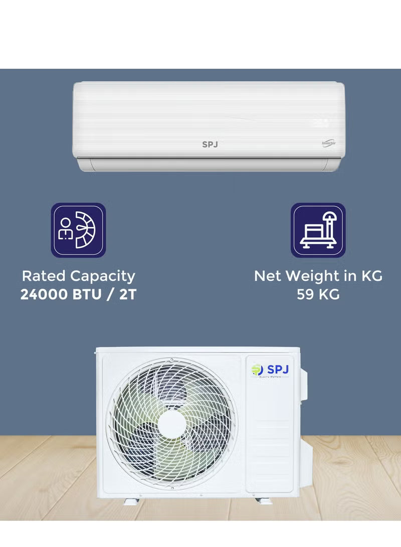 Spj 2 Ton Split Air Conditioner 24000 Btu Wall Mounted Ac R410a Refrigerant Energy Efficient Spj-Polar-Wtw24kc