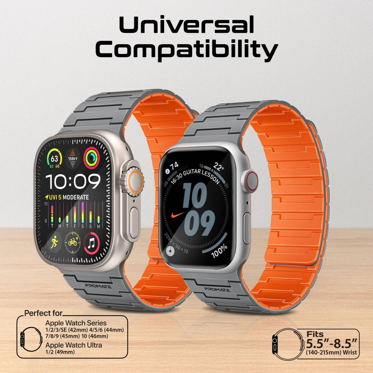 PROMATE MagBand-MS Magnetic Silicone Apple Watch Strap, compatible w/ 42/44mm