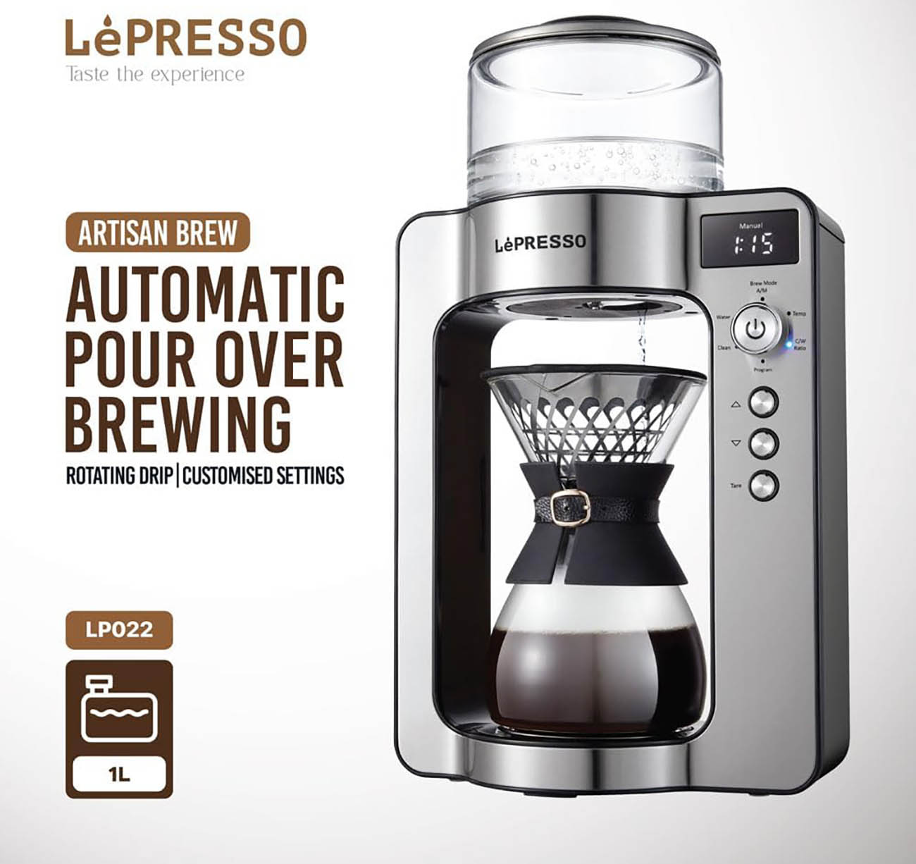 ماكينة قهوة LePresso Artisan Brew للتحضير بالتقطير التلقائي (Pour Over)