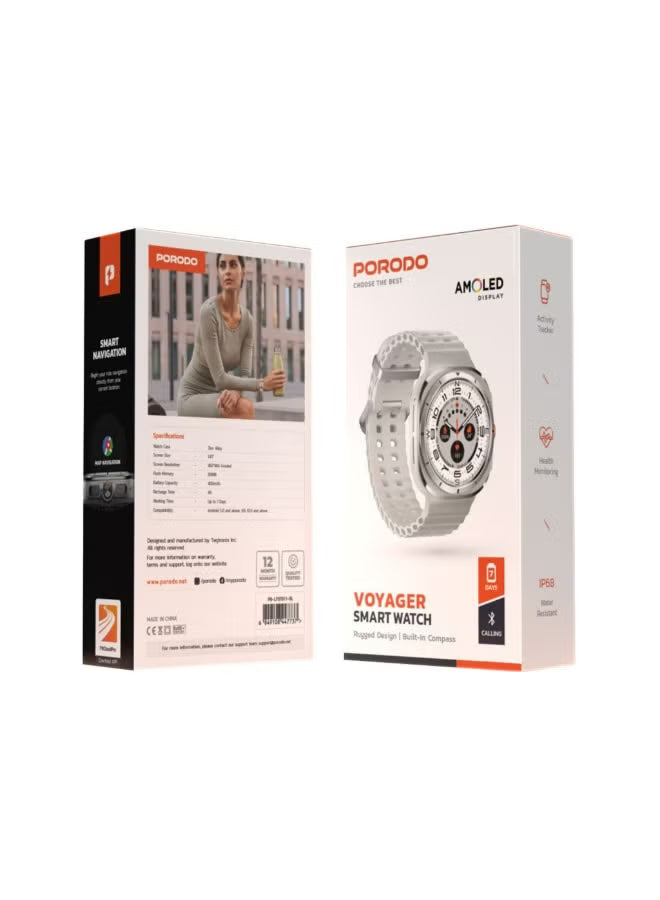 ساعة ذكية Porodo Voyager Amoled مقاس 1.43 بوصة 34مم