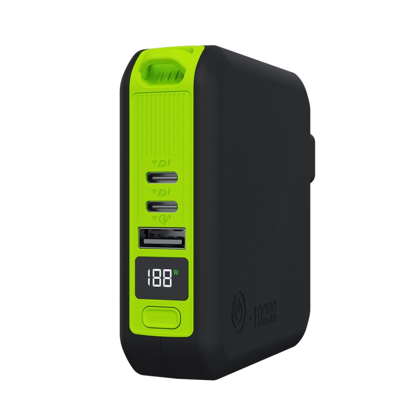 GOUI MBALA PLUS 10000mAh Power Bank with Built-in Wall Charger and Fast Charging – Black