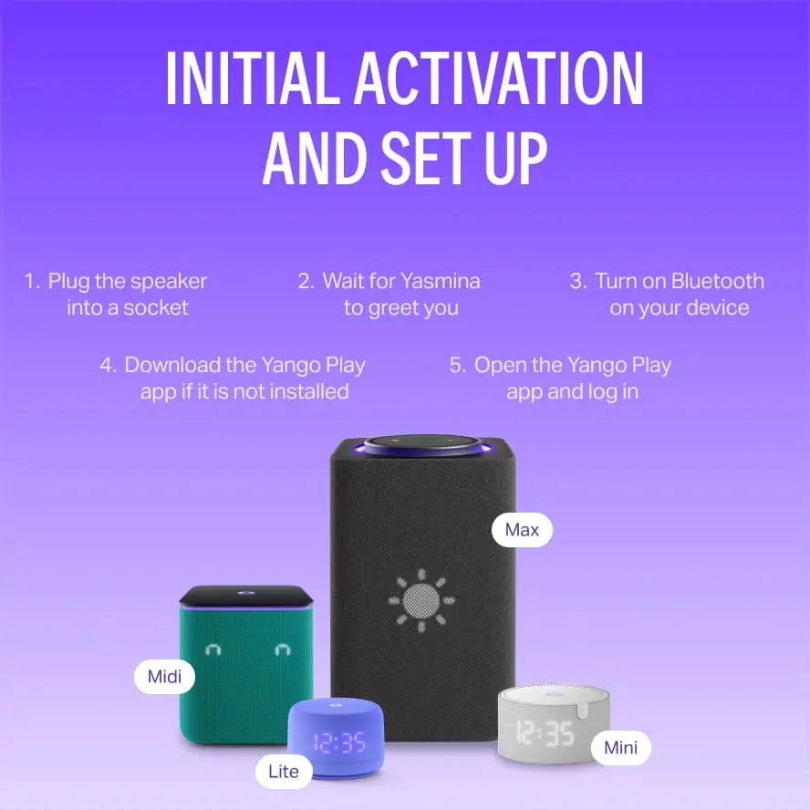 Yango Yasmina Mini AI Smart Speaker with LED Clock, 10W Sound, 4 Microphones, Wi-Fi & Bluetooth – Black