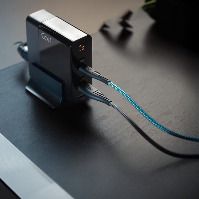 GOUI GaN Desktop Charger 100W Multi-Port Fast Charging Station – Black
