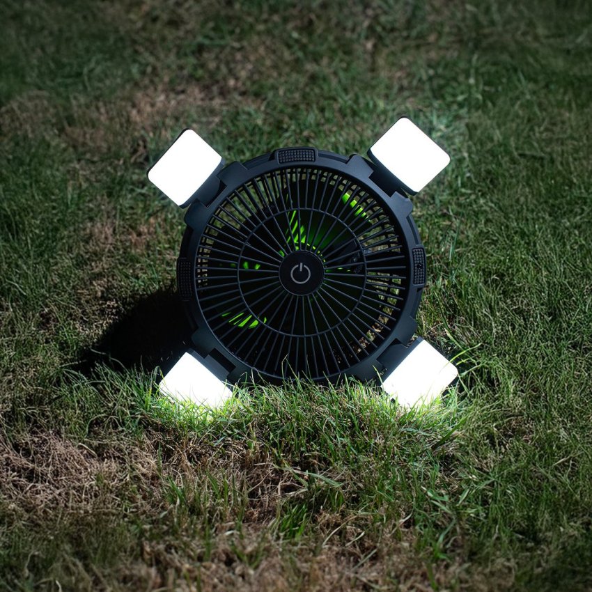 GOUI Flow Multifunctional Portable Fan with LED Light – Black