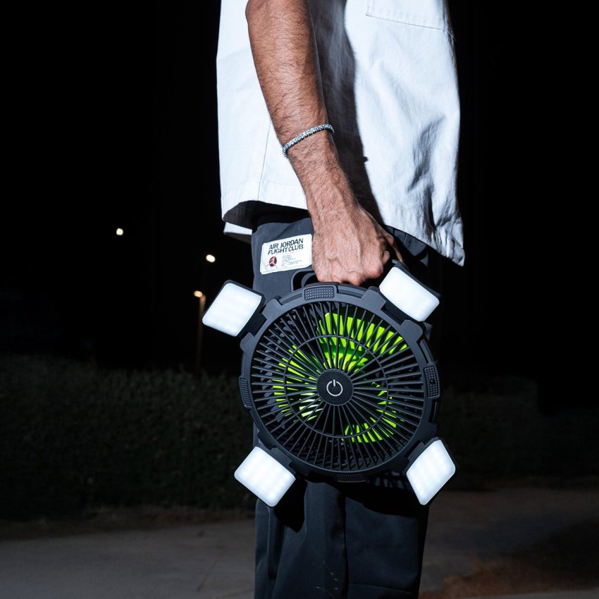 GOUI Flow Multifunctional Portable Fan with LED Light – Black