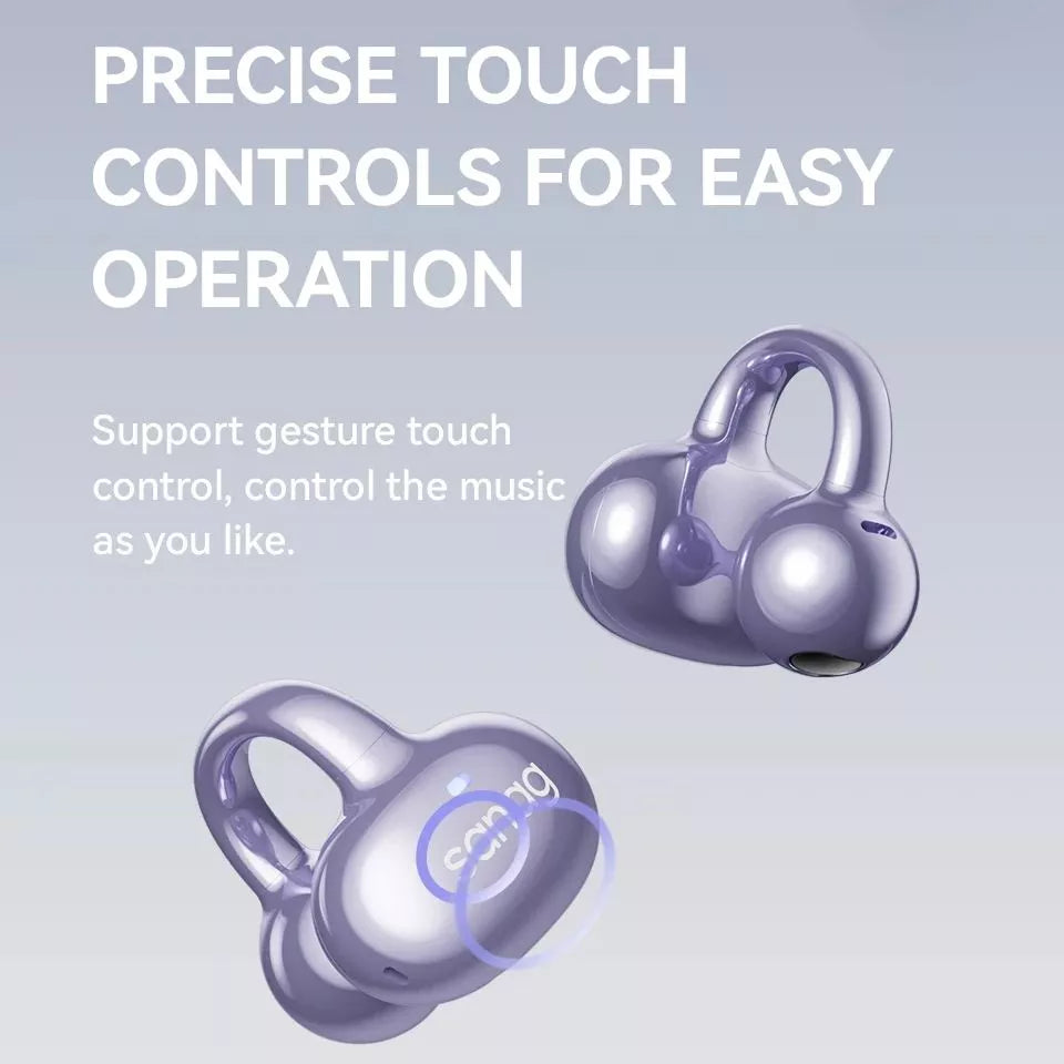 SANAG S6S Open-Ear True Wireless Earbuds Bluetooth 5.3, AI Noise Reduction, 38 Hours Playtime, Touch Control, Clip-On Design – Black / Blue