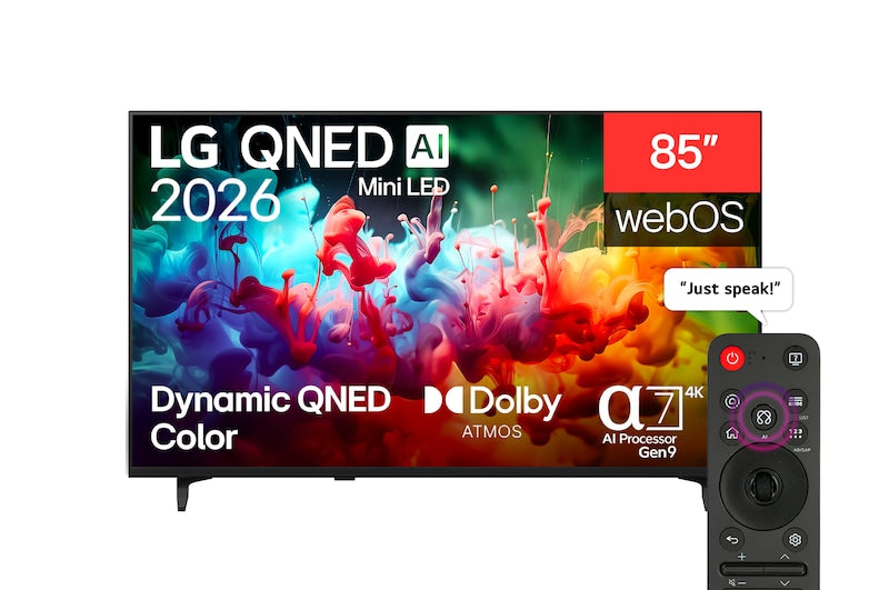 85 inch LG Qned AI Mini LED 4K Smart TV Multi AI webOS 2026 85QNED72B6T