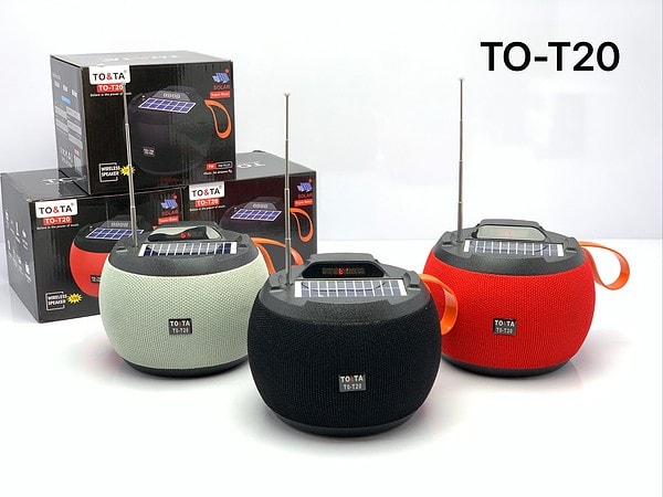 سماعة TO-T20 Bluetooth تعمل بالطاقة الشمسية مع راديو FM