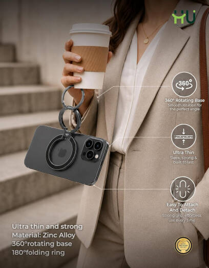 HU Snap.Hold.Go حامل هاتف مغناطيسي، حامل هاتف رفيع للغاية متوافق مع MagSafe مع قوة عالية HAC-1054 (روز جولد)-7