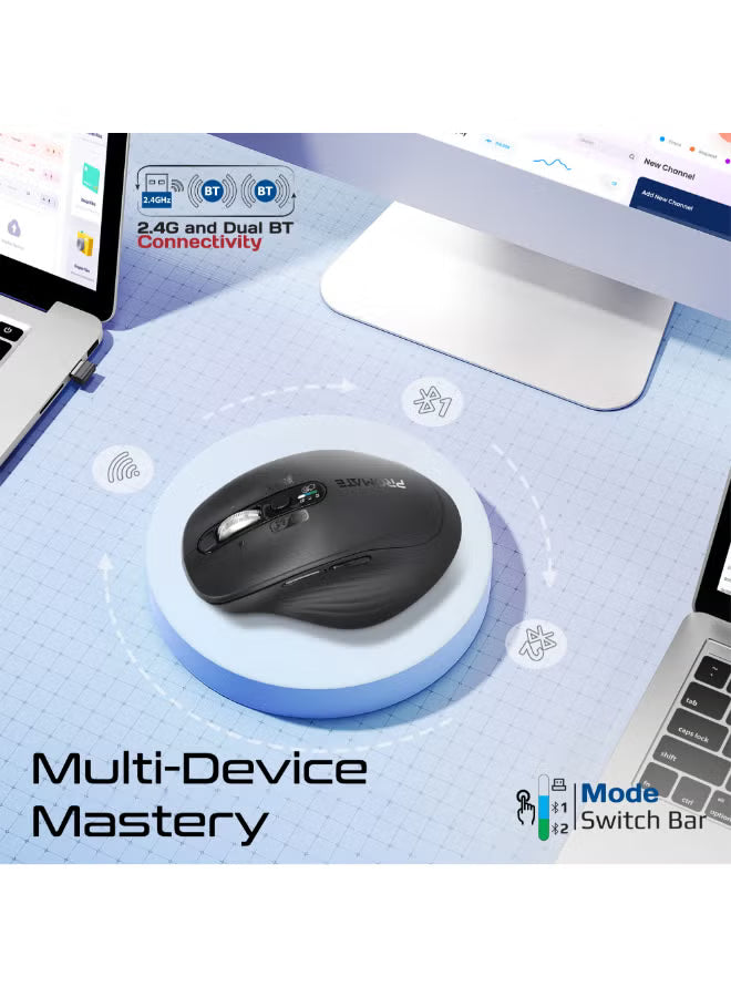 PROMATE SamoTri.White Multi Device Connection 3200DPI Dual Mode Wireless-11