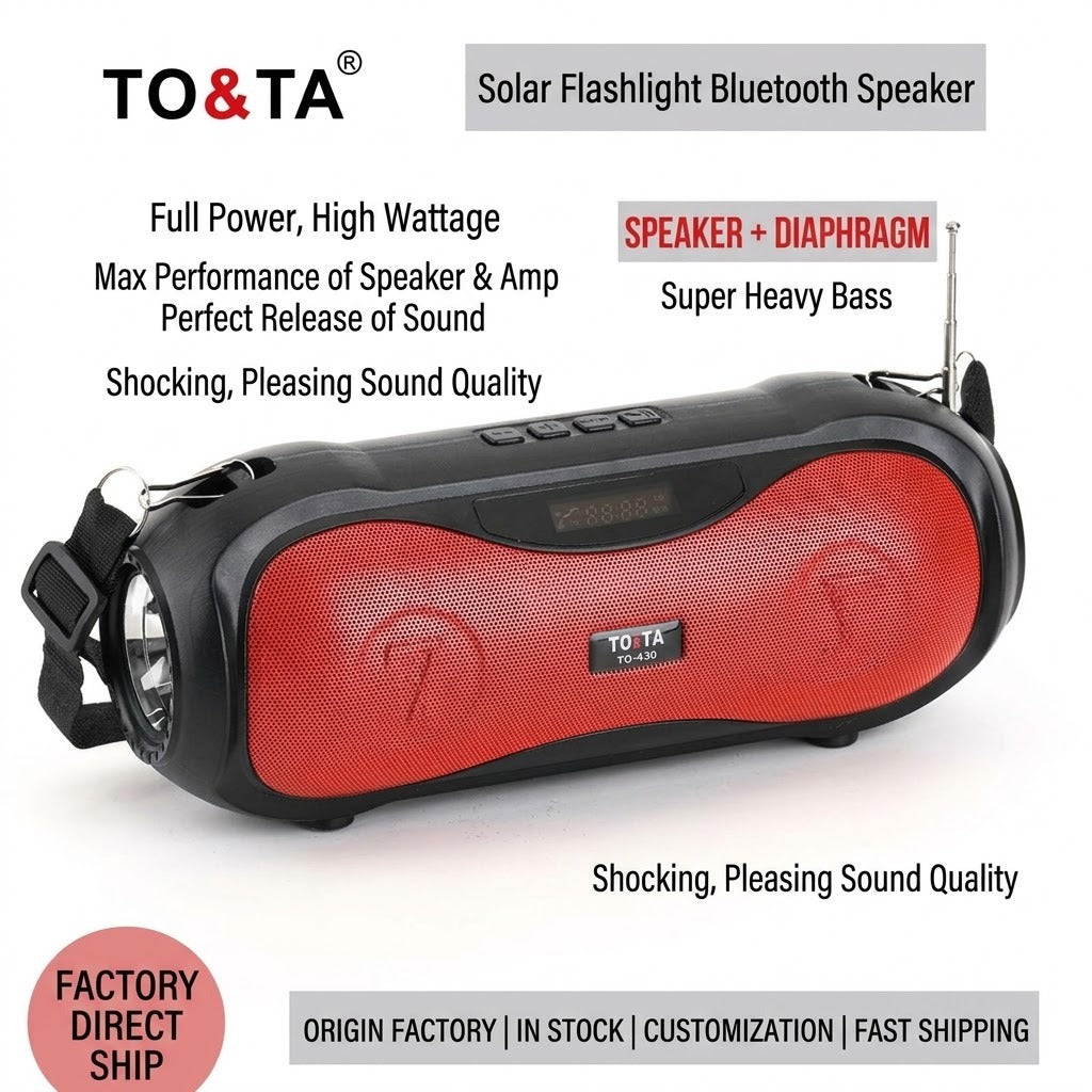 TO&TA   SOLAR Super-Bass (wireless speaker). TO-430   8W — Image 2