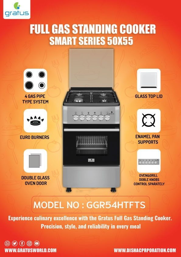 Gratus 50×50 Full Gas Free Standing Cooker — Image 2