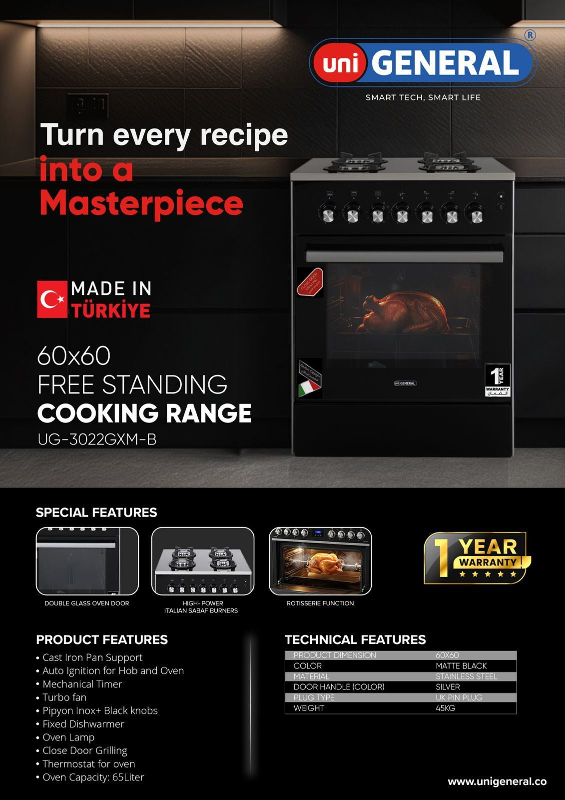 UNI GENERAL UG-3022GXM-B- FULL GAS  4BURNER WITH 65LTR — Image 2