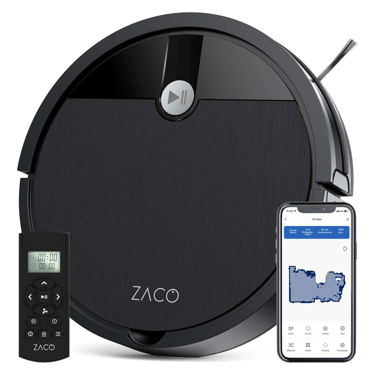 Zaco V4 Max Saugroboter Staubsaugerroboter Bodenpflege Gyronavigation 300ml — Image 1