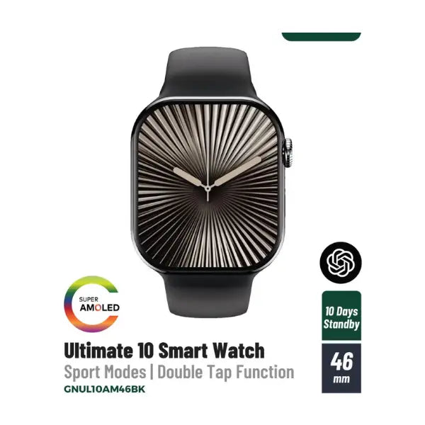 Green Lion Ultimate 10 Smart Watch 46mm AMOLED Display – Black, Silver, Pink