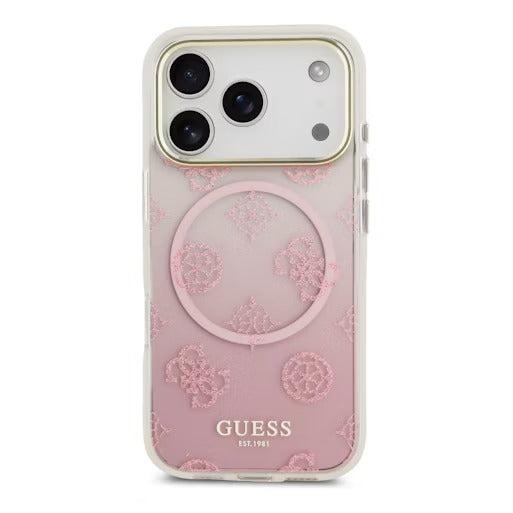 Guess Magsafe IML Gradient Hard Case With Peony Pattern For iPhone 16 Pro – Pink — Image 1