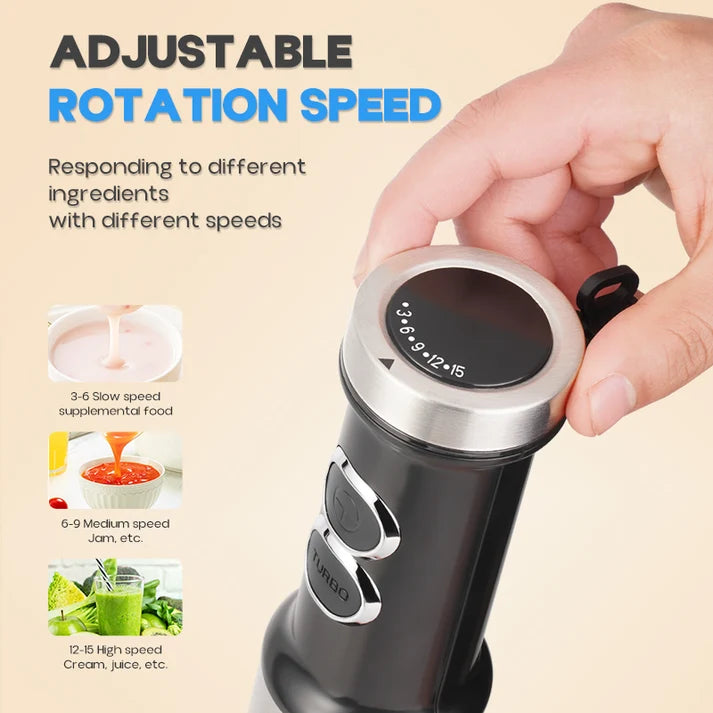 DSP 1500W Hand Blender Turbo Function 2-Speed & Variable Control Stainless Steel 4-Blade KM1190