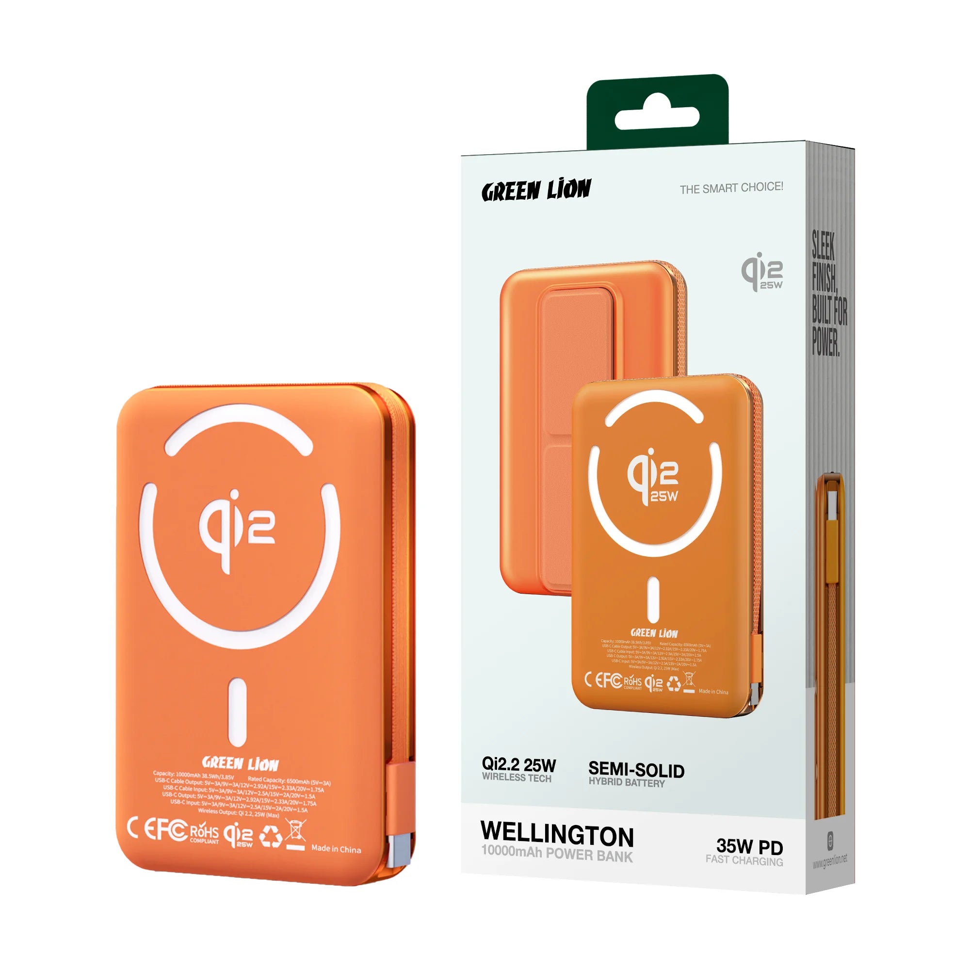 Green Lion Wellington Qi2 35W PD Magnetic Wireless Power Bank 10000mAh – Multiple Colors