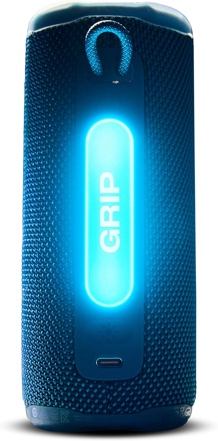 JBL Grip Compact Bluetooth Speaker with bold JBL Pro Sound and ambient light  (Blue)