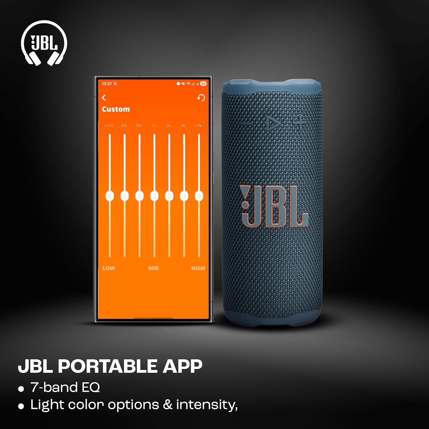 JBL Grip Compact Bluetooth Speaker with bold JBL Pro Sound and ambient light  (Blue)