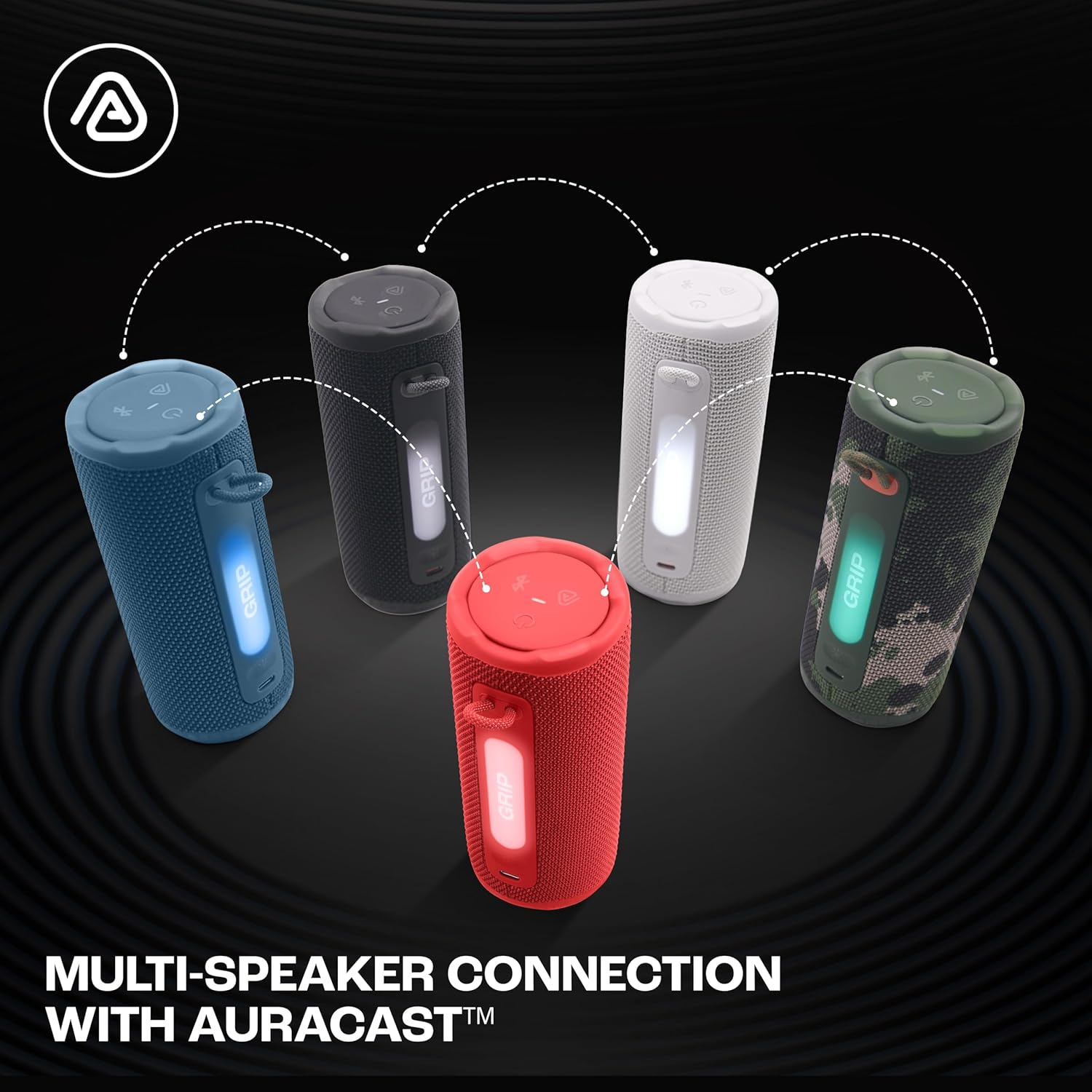 JBL Grip Compact Bluetooth Speaker with bold JBL Pro Sound and ambient light  (ARMY)