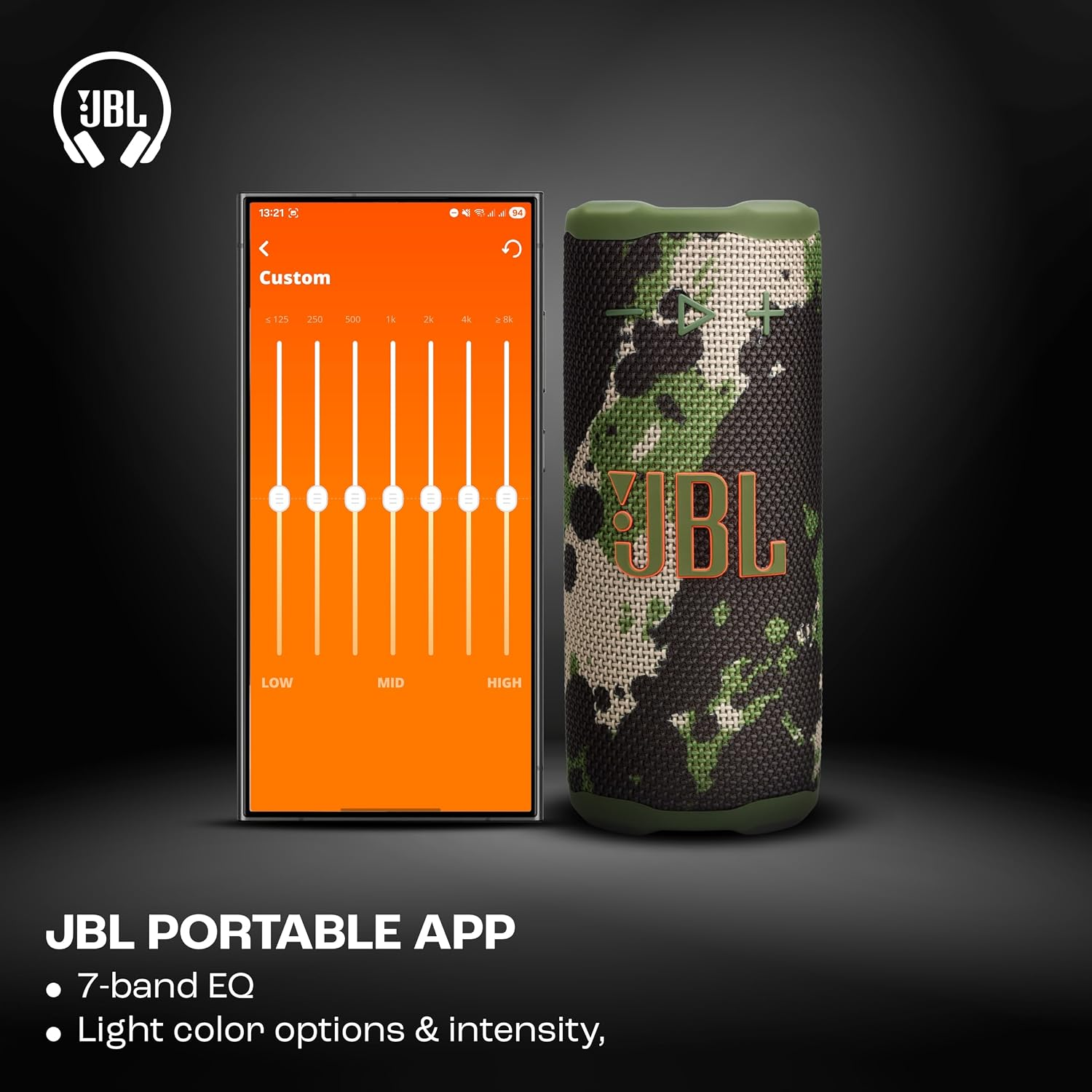JBL Grip Compact Bluetooth Speaker with bold JBL Pro Sound and ambient light  (ARMY)