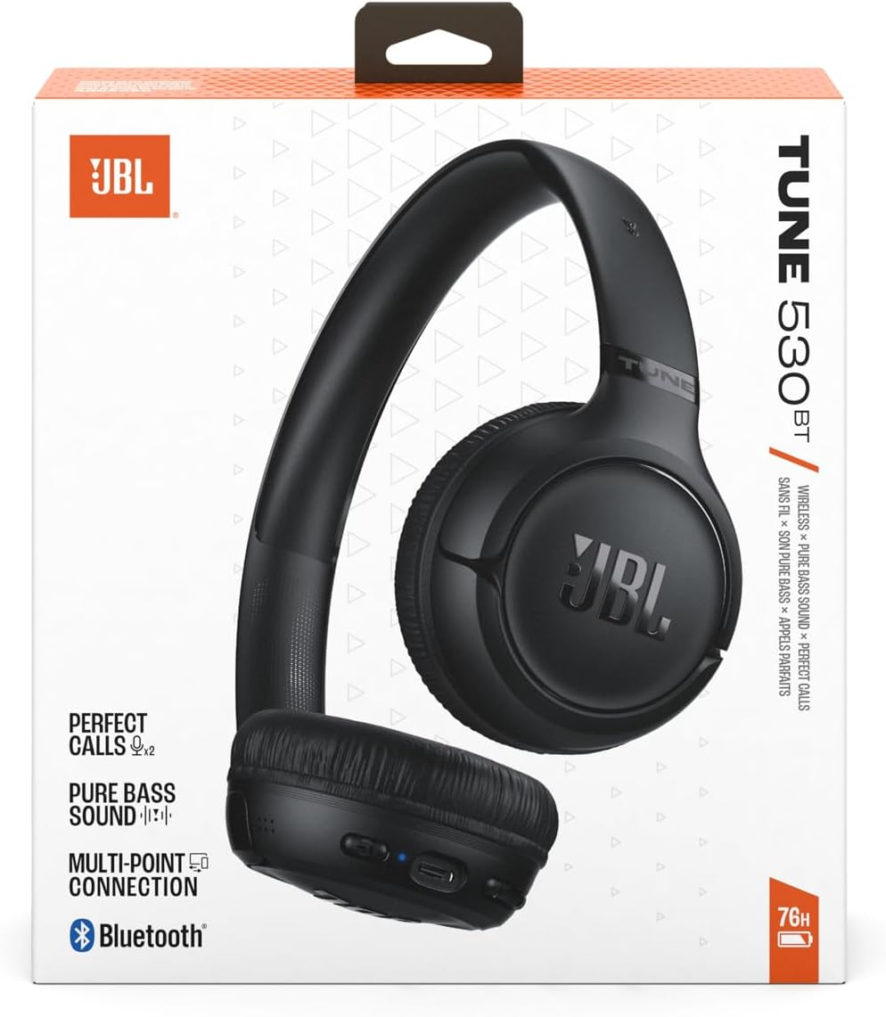 JBL TUNE 530 BT PURE BASS WIRELESS  (Black)