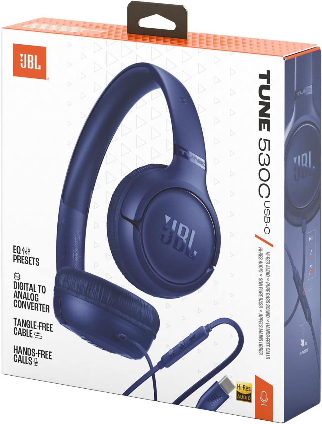JBL Tune 530C USB-C Wired On-Ear Headphones  (Blue)